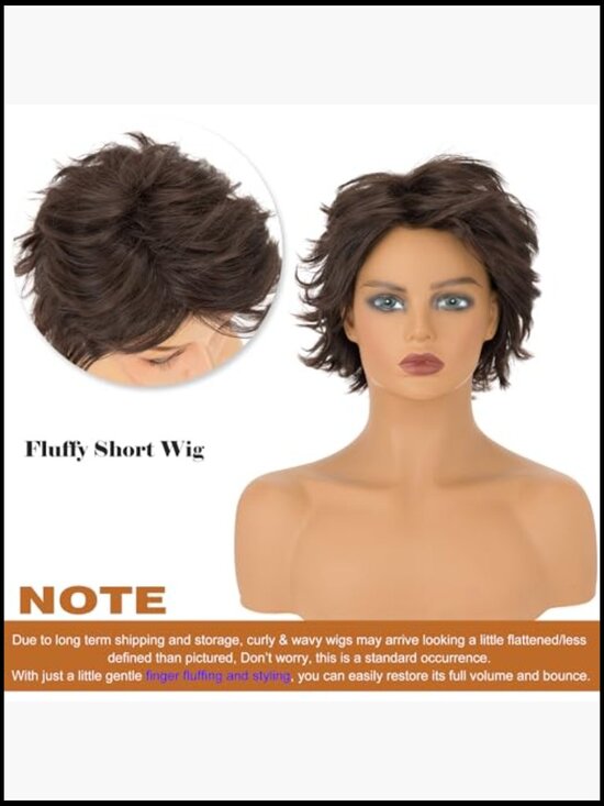 Short Wavy Curly Pixie Cut Wig Heat Resistant Synthetic Hair Daily Wear main image 4